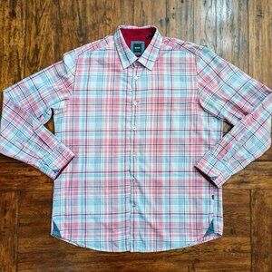 HUGO BOSS Men's Long-Sleeve Plaid Casual Shirt. Size XL